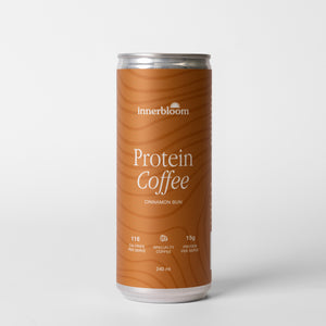 Can of Innerbloom Protein Coffee Cinnamon Bun on a white background